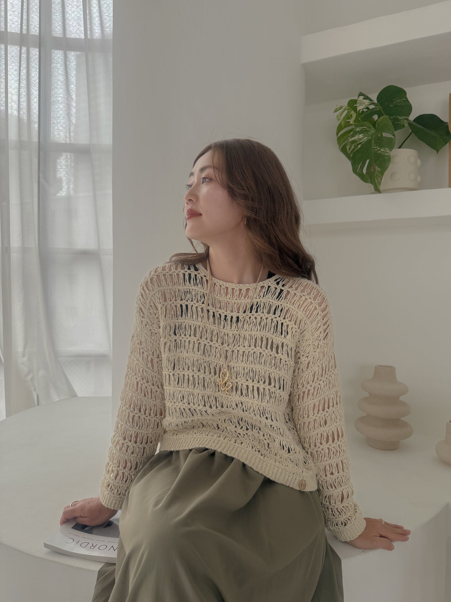 【YENN】CROCHET KNIT PULLOVER