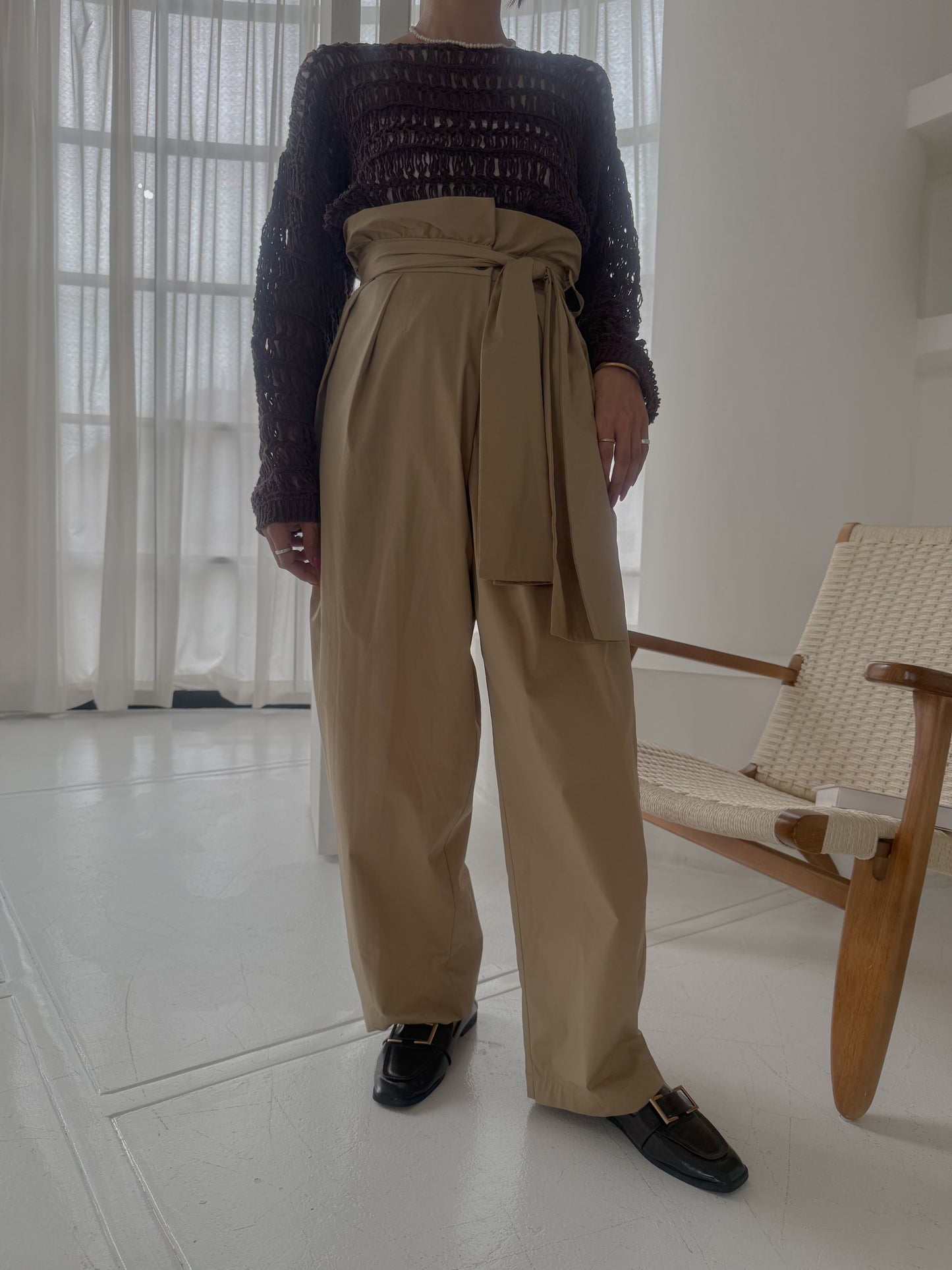 【 ÉCLAT METTRE.】BIGリボンバレルパンツ