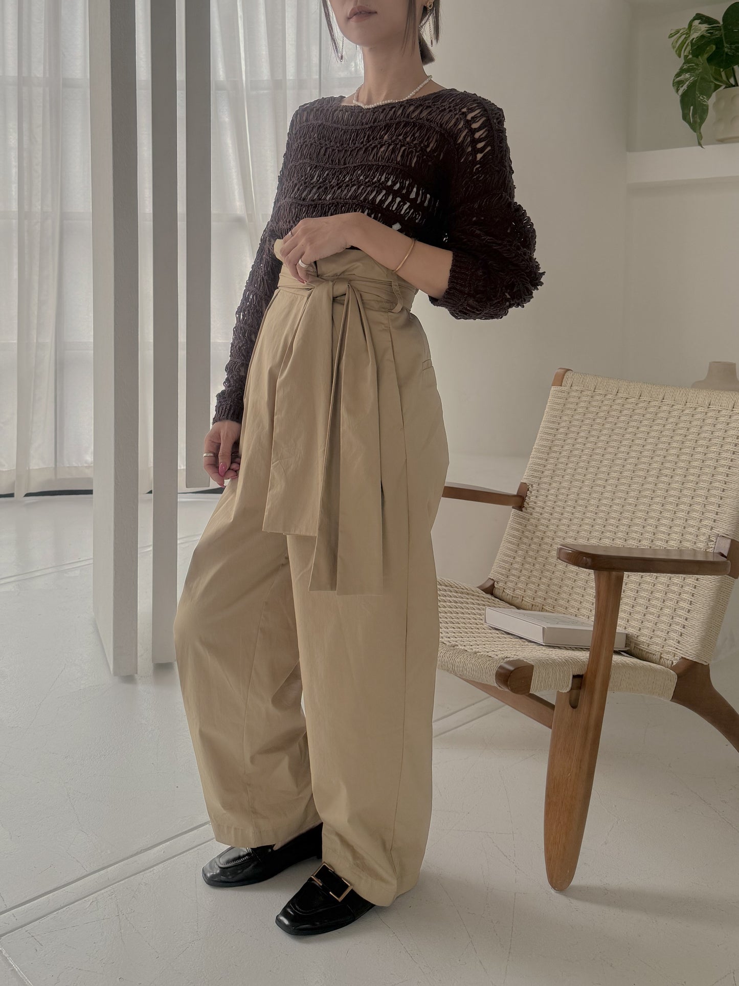 【 ÉCLAT METTRE.】BIGリボンバレルパンツ