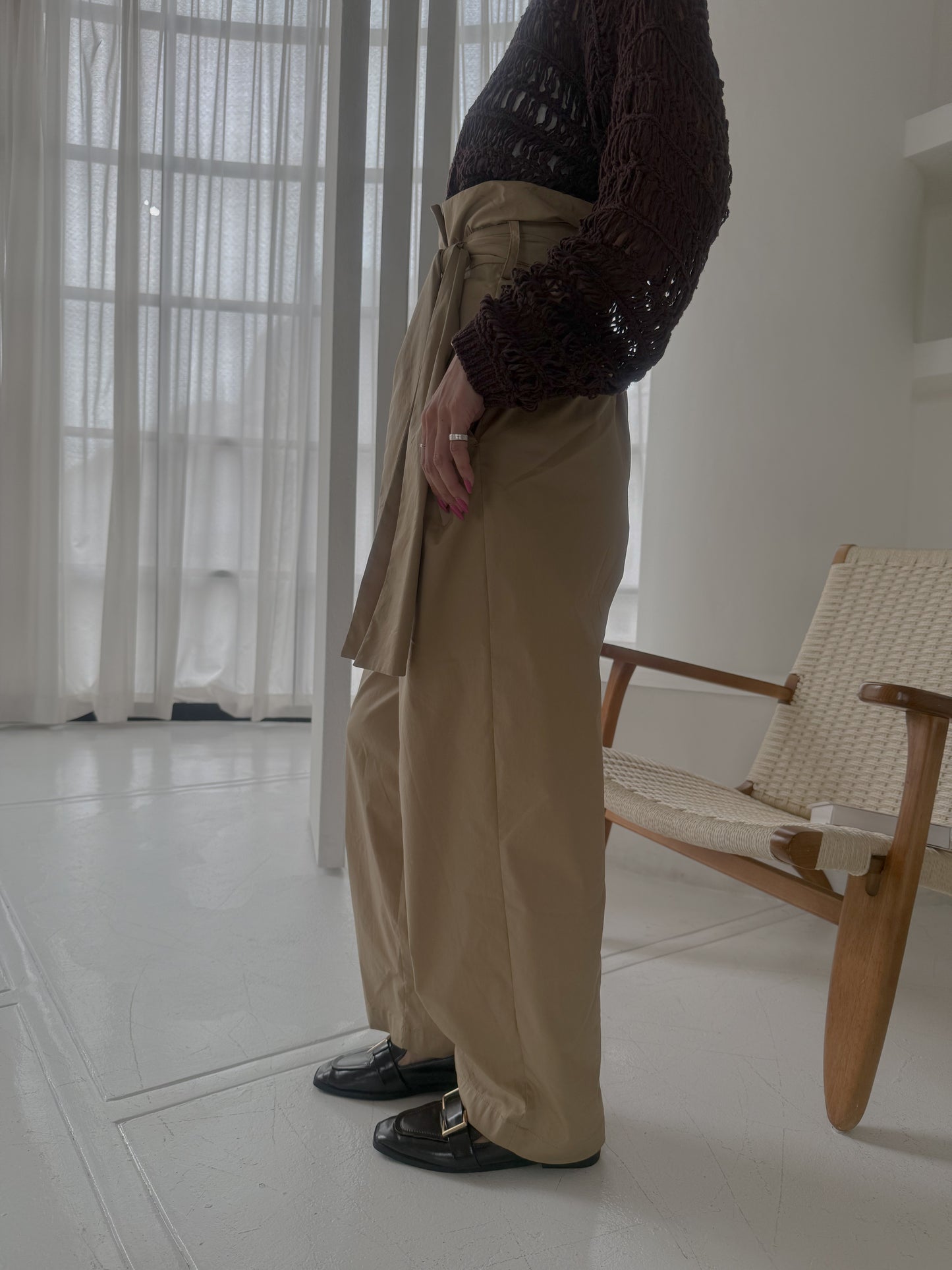 【 ÉCLAT METTRE.】BIGリボンバレルパンツ
