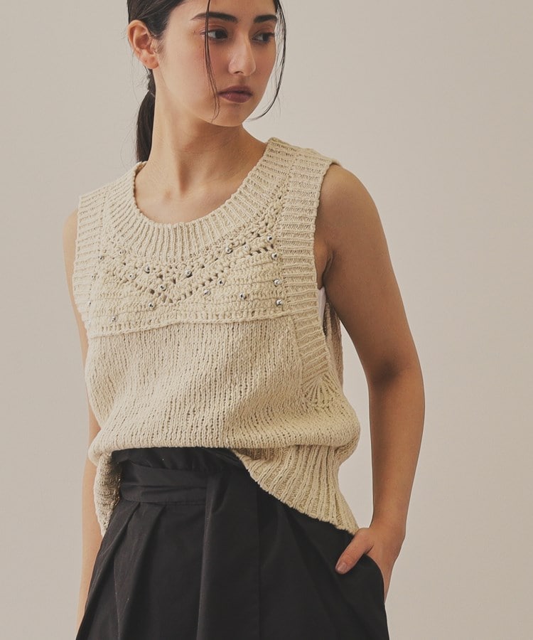 【YENN】METAL BEADS KNIT VEST