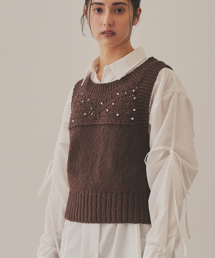 【YENN】METAL BEADS KNIT VEST