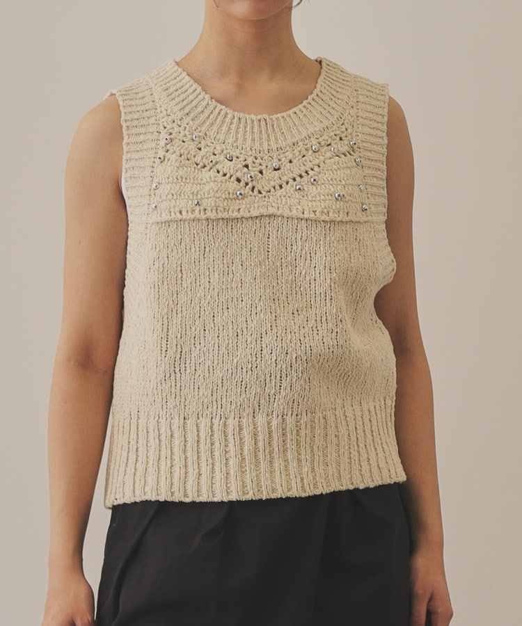 【YENN】METAL BEADS KNIT VEST