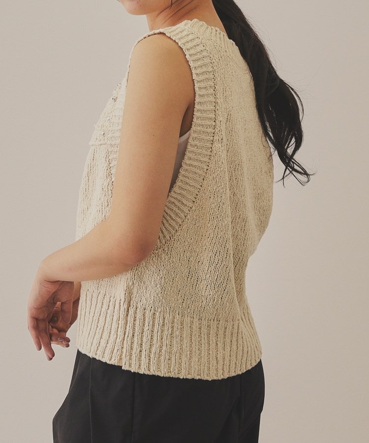【YENN】METAL BEADS KNIT VEST