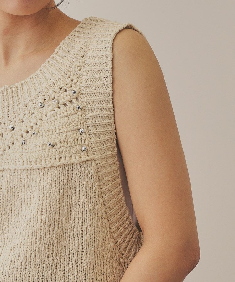 【YENN】METAL BEADS KNIT VEST