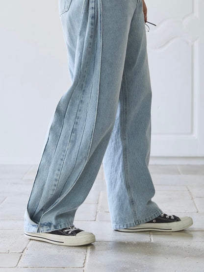 【YENN】SIDE PLEATED DENIM PANTS