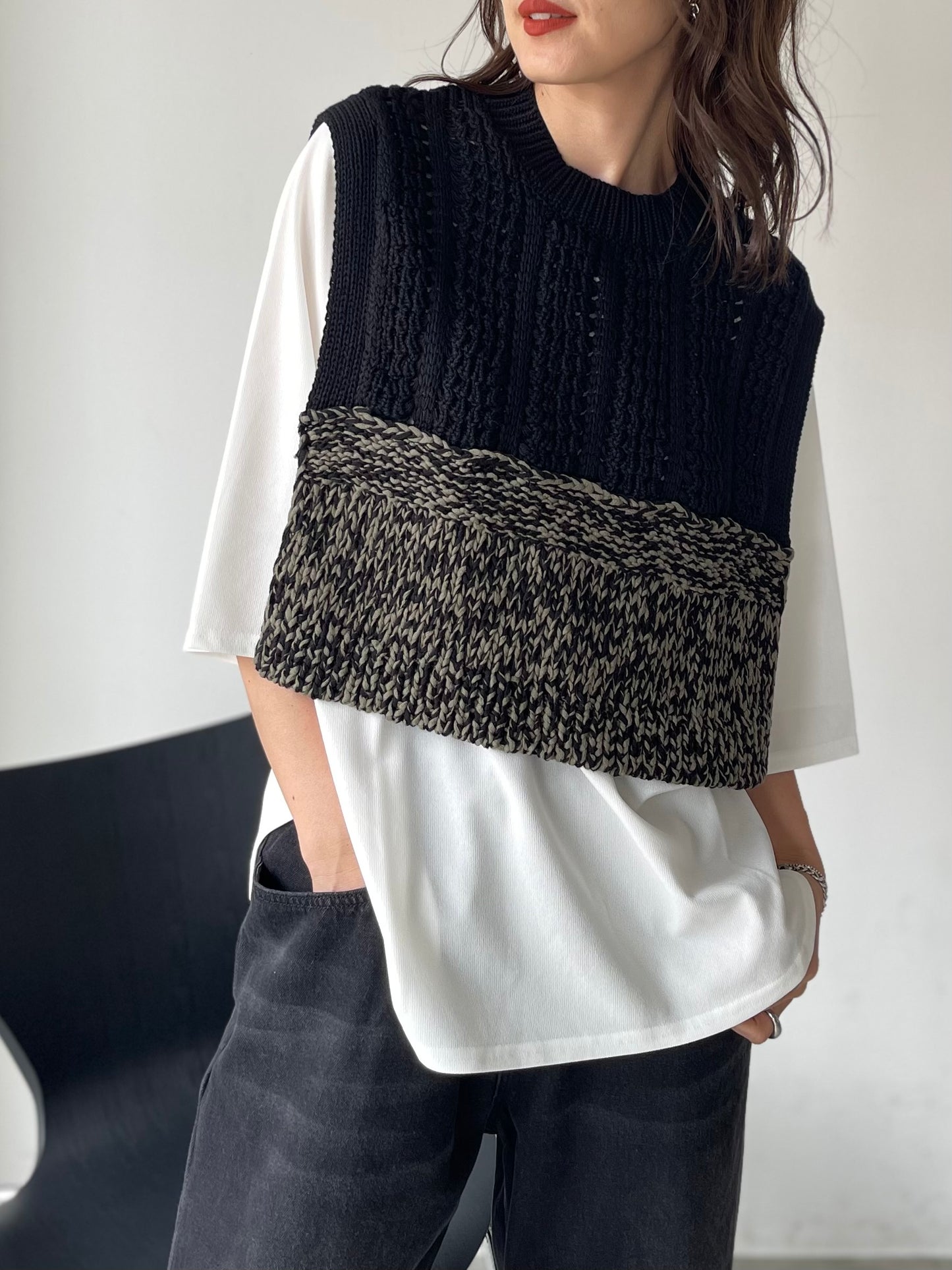 【YENN】HAND KNIT CAPE