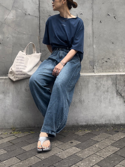 【YENN】SIDE PLEATED DENIM PANTS