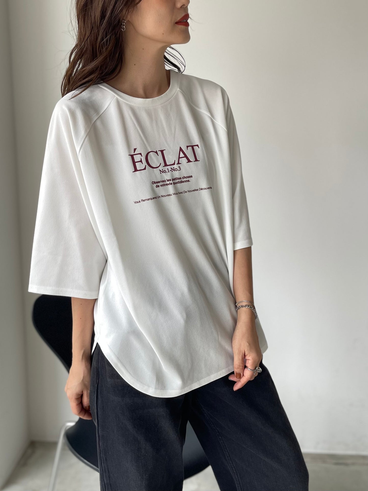 【ÉCLAT METTRE.】ジョーゼットラグランTシャツ