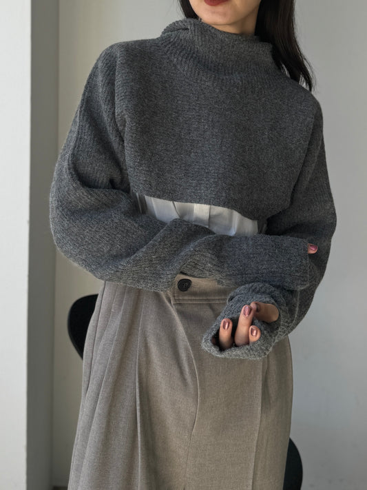 【YENN】SHORT HOODIE GLOVE PULLOVER