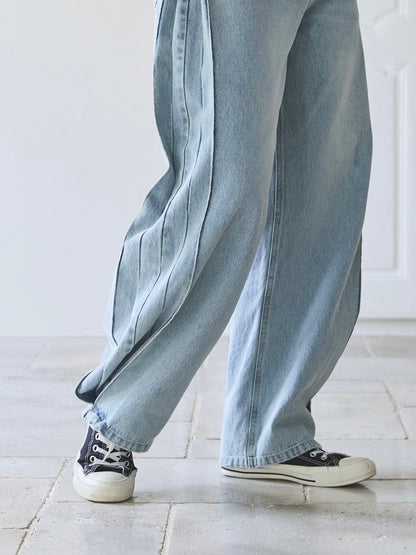 【YENN】SIDE PLEATED DENIM PANTS