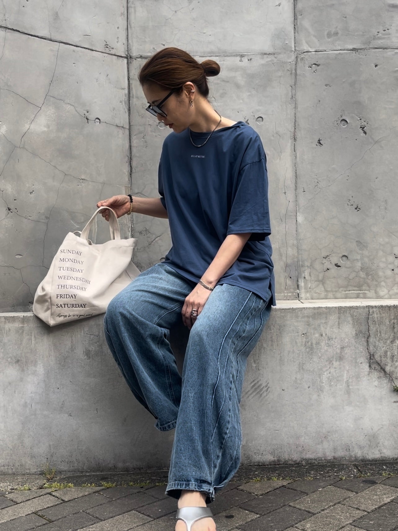 【YENN】SIDE PLEATED DENIM PANTS