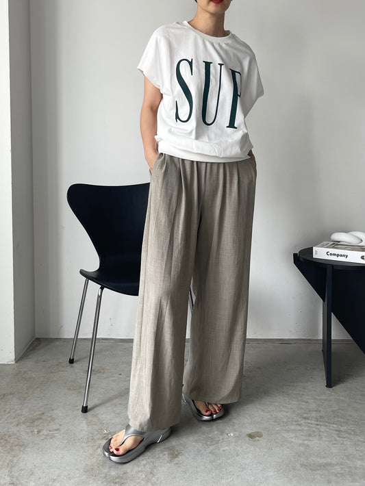 【YENN】WAIST RIB WIDE PANTS