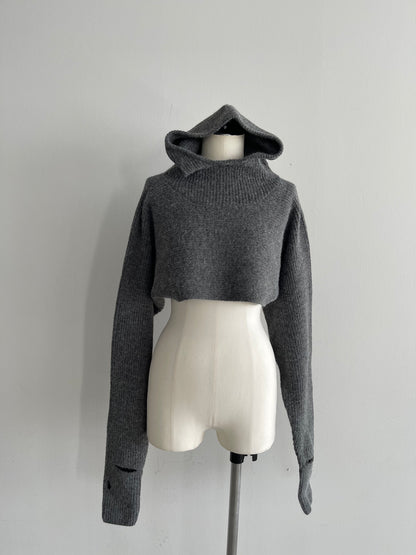 【YENN】SHORT HOODIE GLOVE PULLOVER