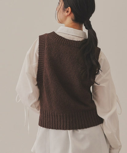 【YENN】METAL BEADS KNIT VEST